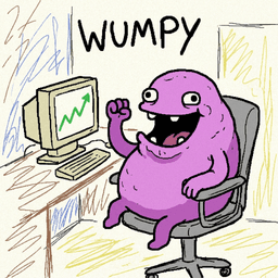 Wumpy at his computer watching the chart go up